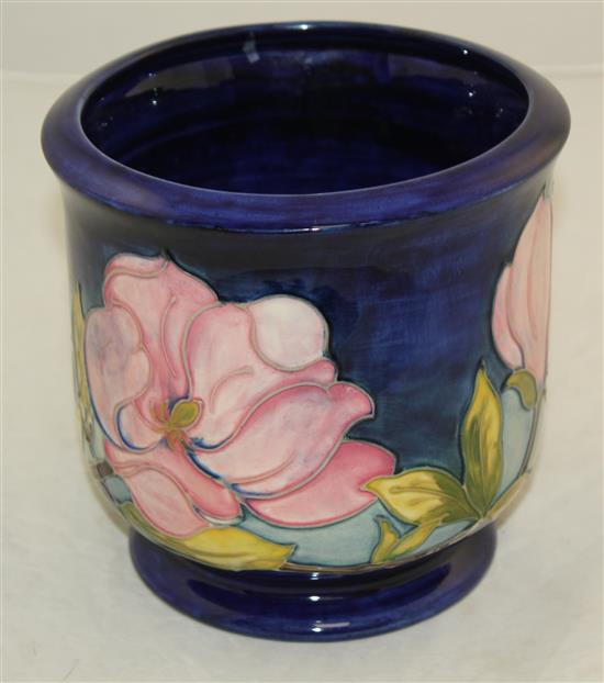 A Moorcroft jardiniere, a ginger jar and cover and bowl, post-war, jardiniere 17.5cm